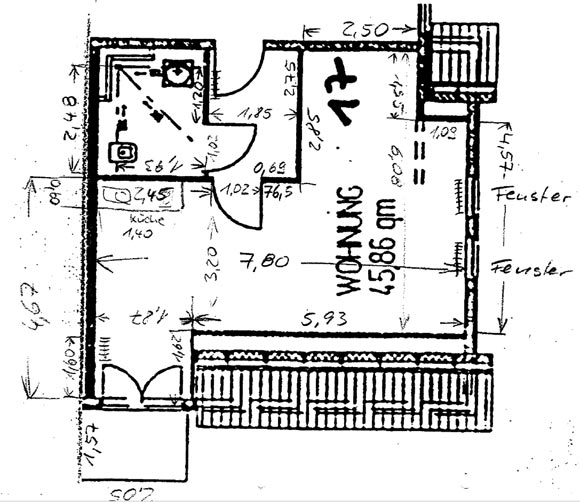 Grundriss einer Wohnung in der Seniorenresidenz in Großziethen